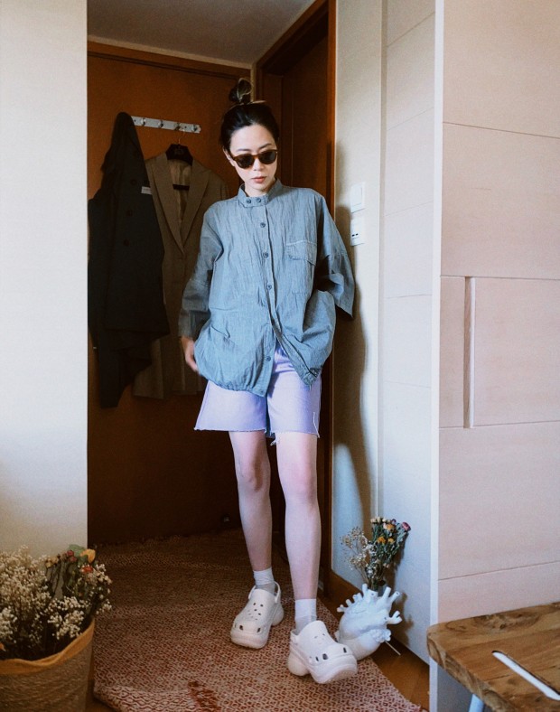 Purple Denim Shorts #210762