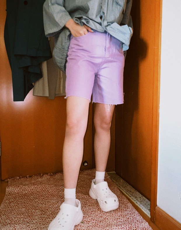 Purple Denim Shorts #210762