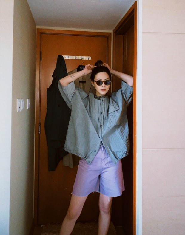 Purple Denim Shorts #210762