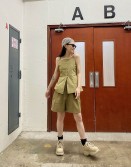 Olive Pleated Shorts #220409