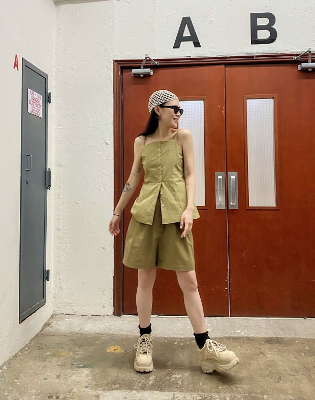 Olive Pleated Shorts #220409