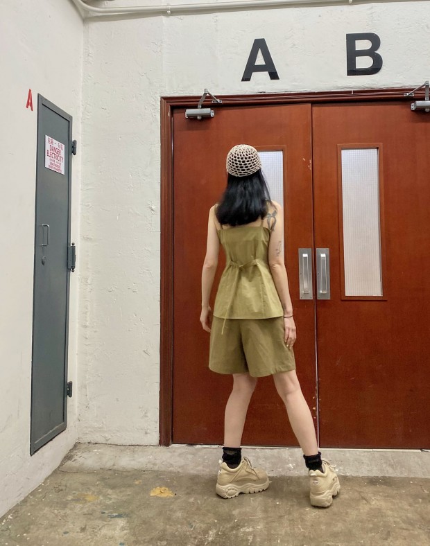Olive Pleated Shorts #220409