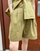 Olive Pleated Shorts #220409