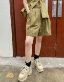 Olive Pleated Shorts #220409