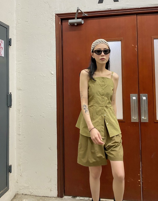 Olive Button Up Tunic #220410