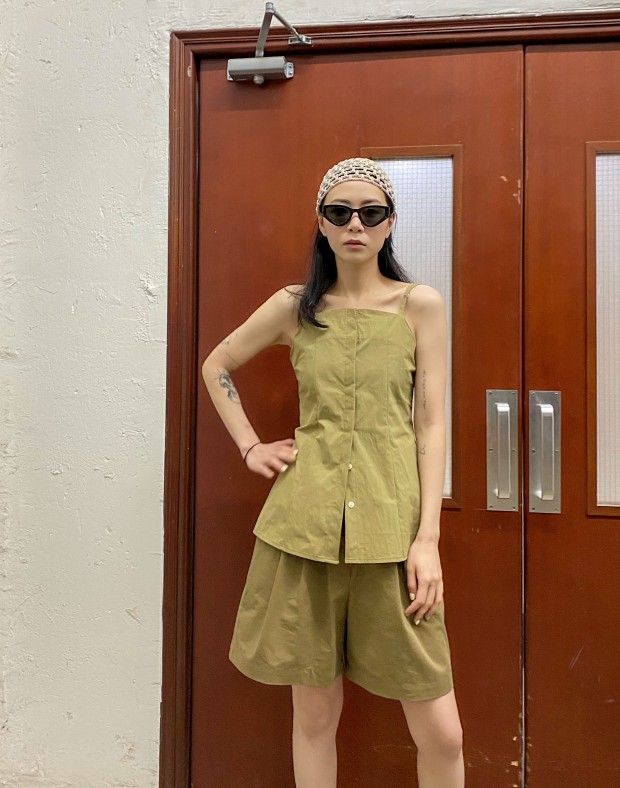 Olive Button Up Tunic #220410