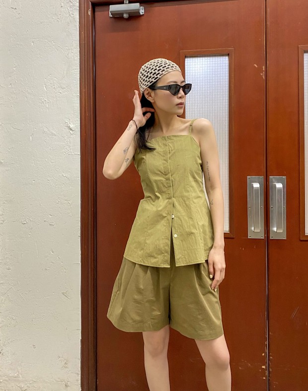 Olive Button Up Tunic #220410