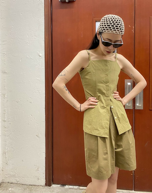 Olive Button Up Tunic #220410