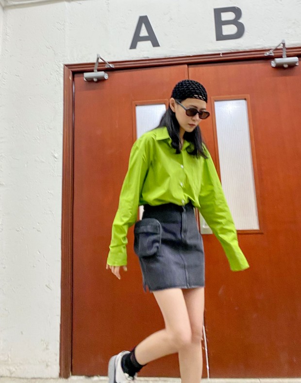  Green Boyfriend Shirt #220413