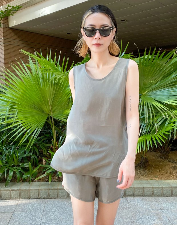 Khaki Silky Vest #220714