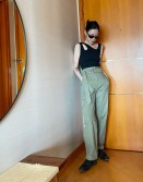 Olive High Waist Cargo Pants #220523