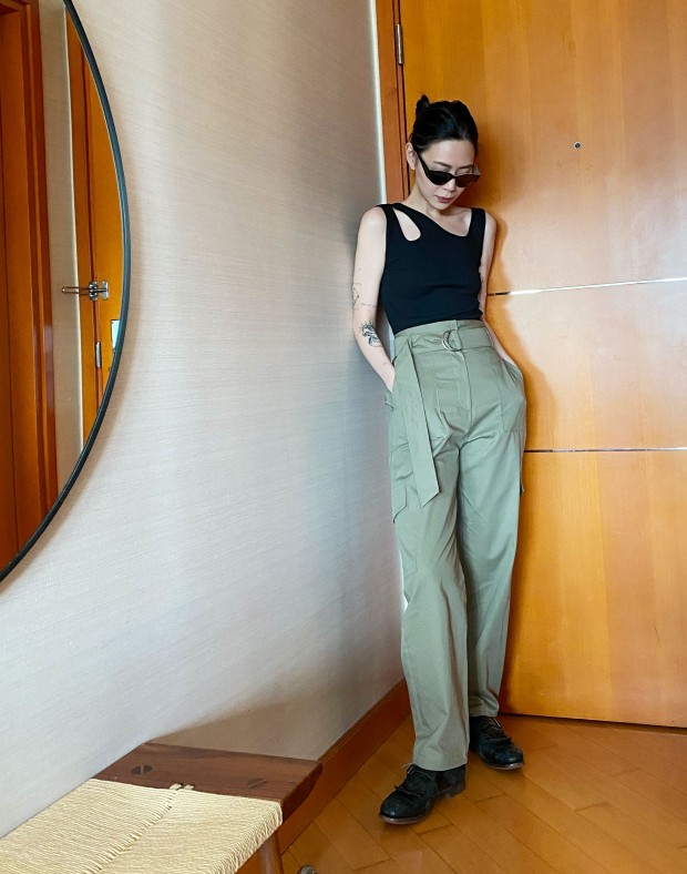 Olive High Waist Cargo Pants #220523