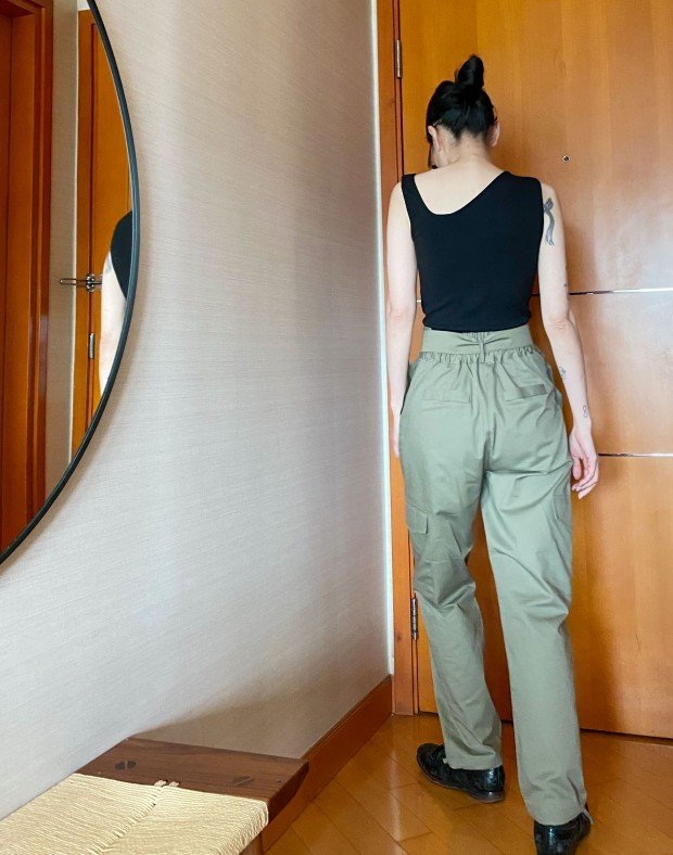 Olive High Waist Cargo Pants #220523