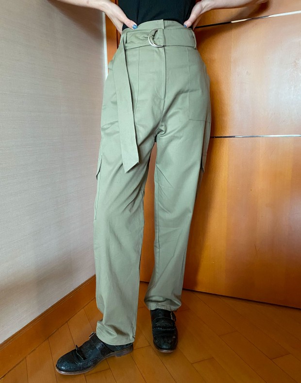 Olive High Waist Cargo Pants #220523