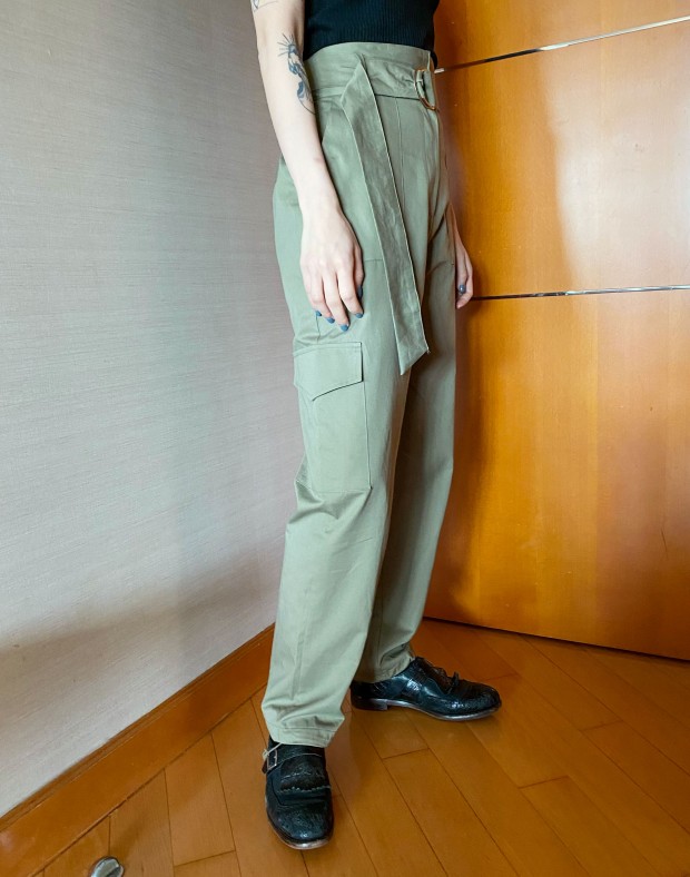 Olive High Waist Cargo Pants #220523