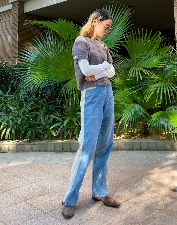  2 Tone Straight Cut Jeans #221103