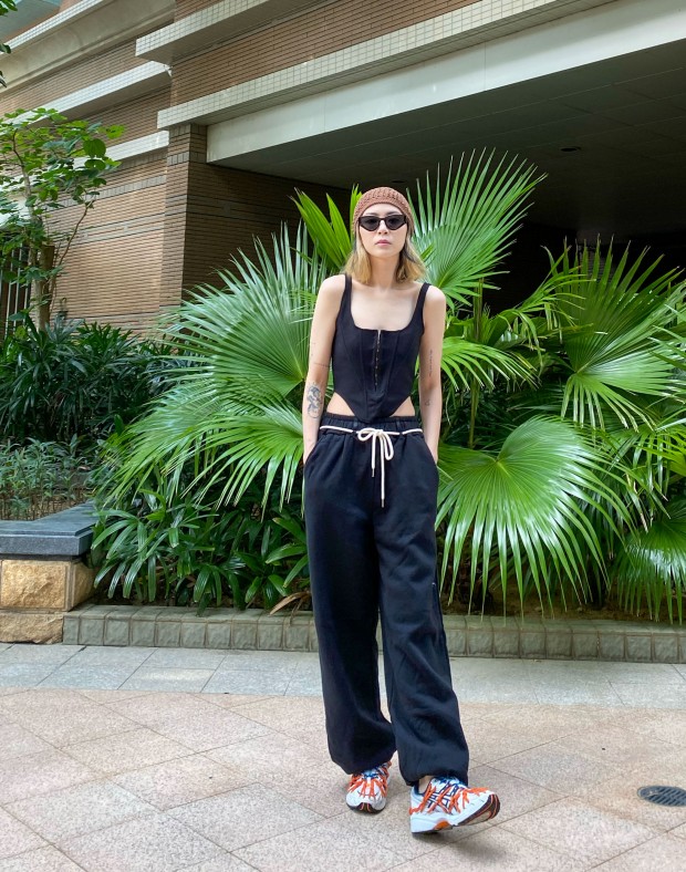 Black Sweat Pants with Long Rope #221007