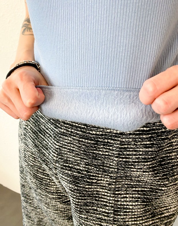 Baby Blue Ribbed Fleece Top #231208