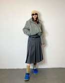 Double Waist Pleated Skirt Polyester  #231210