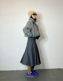 Double Waist Pleated Skirt Polyester  #231210