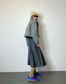 Double Waist Pleated Skirt Polyester  #231210