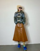 Chocolate Faux Leather Table Skirt #231227