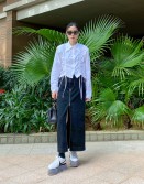 Denim Zipped Long Skirt #230228