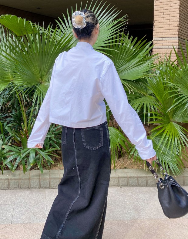 Denim Zipped Long Skirt #230228