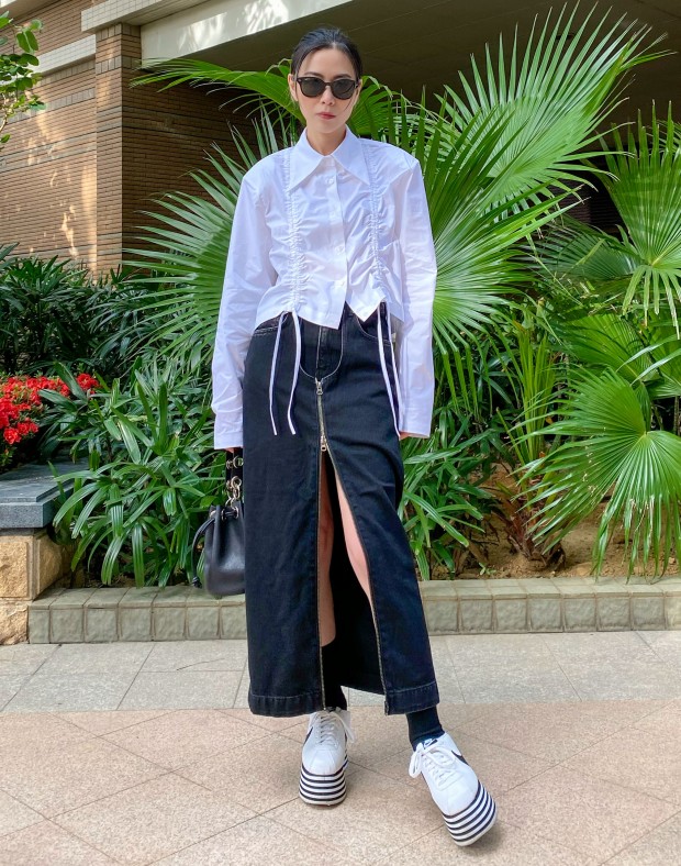 Denim Zipped Long Skirt #230228