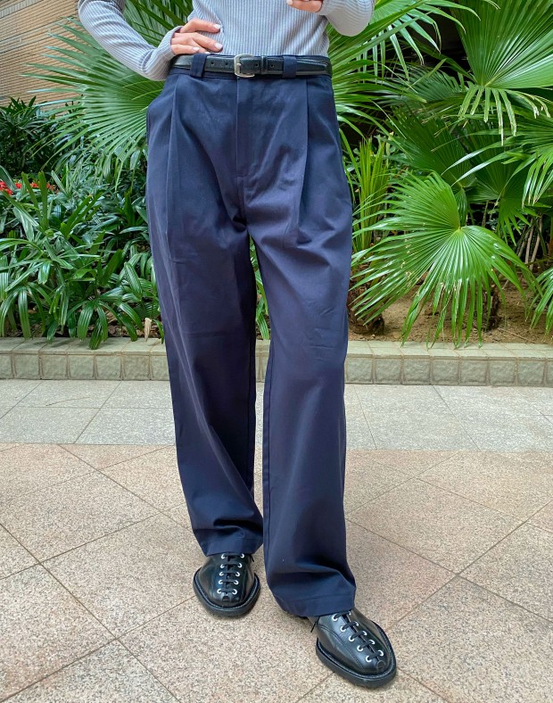 Navy Pleated Pants #230233