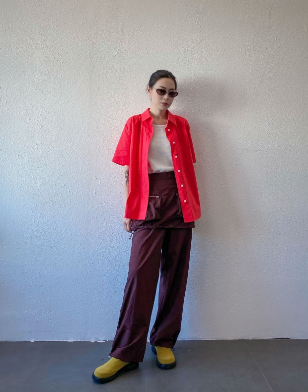 Burgundy Layered Track Pants #230719