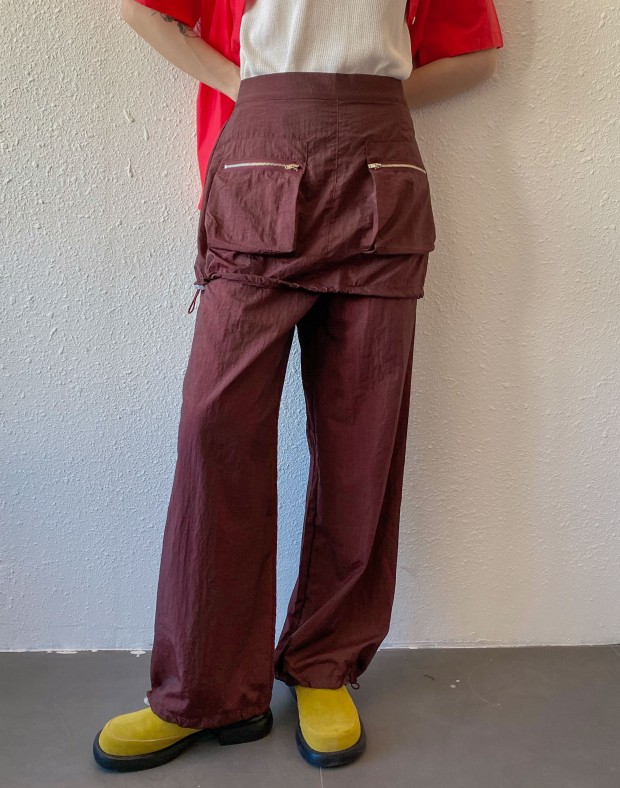 Burgundy Layered Track Pants #230719