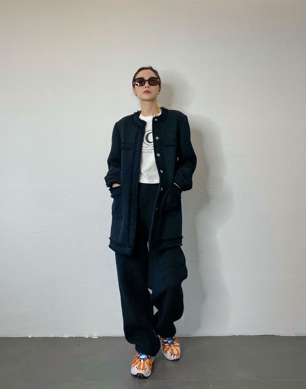 Black Tweed Pants #240217