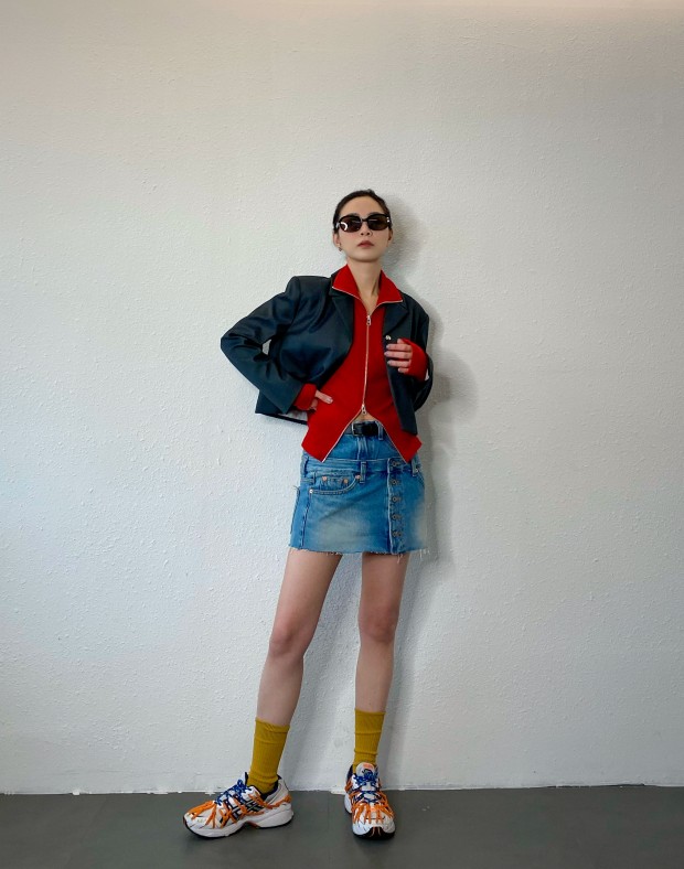 Double Waist Denim Skirt #240232