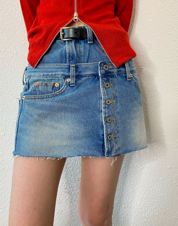 Double Waist Denim Skirt #240232