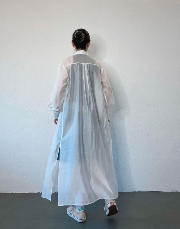 White See Though Longline Shirt #240312