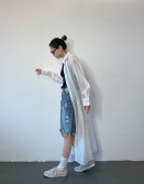 White See Though Longline Shirt #240312