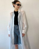 White See Though Longline Shirt #240312