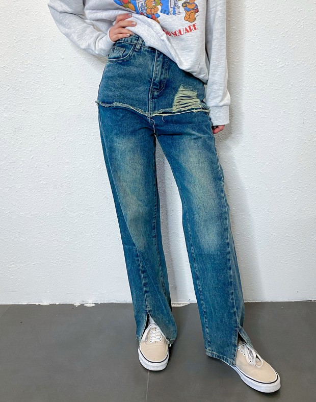 Muti Panel Wased Jeans #240316