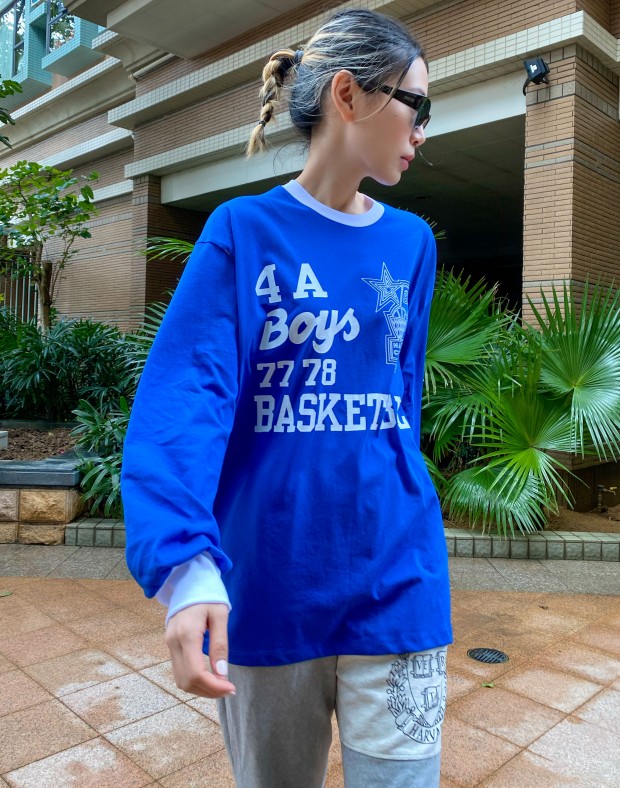 Blue Vintage Print Sport Tee #230124