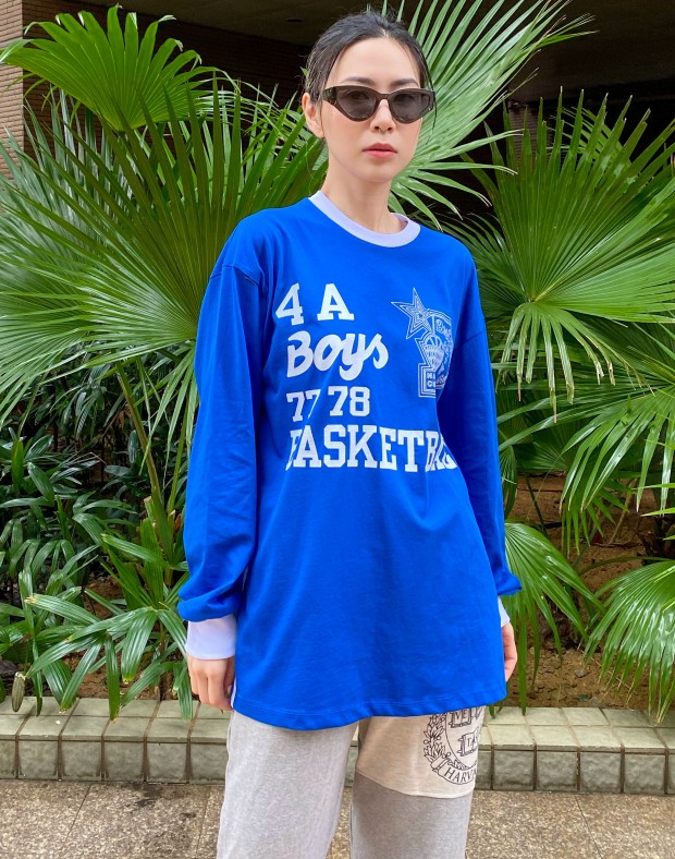 Blue Vintage Print Sport Tee #230124